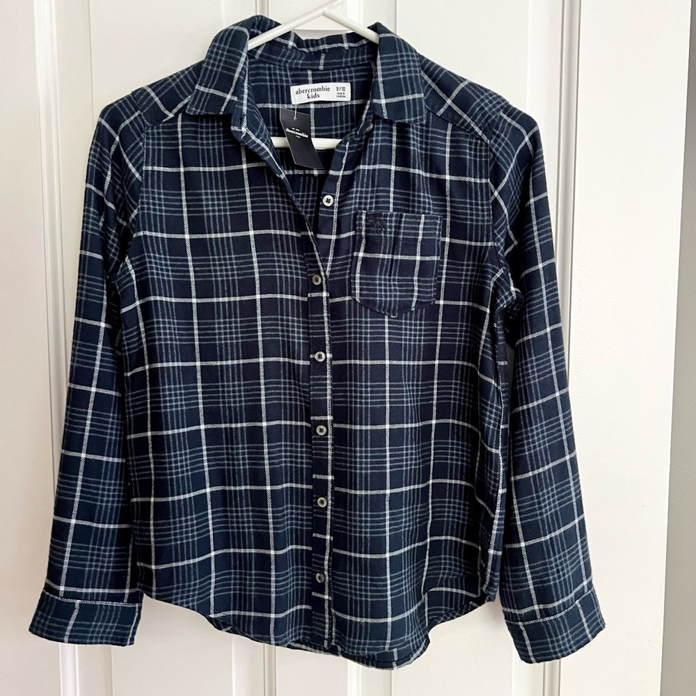 Abercrombie kids button plaid long sleeve shirt - new with tags size 9/10